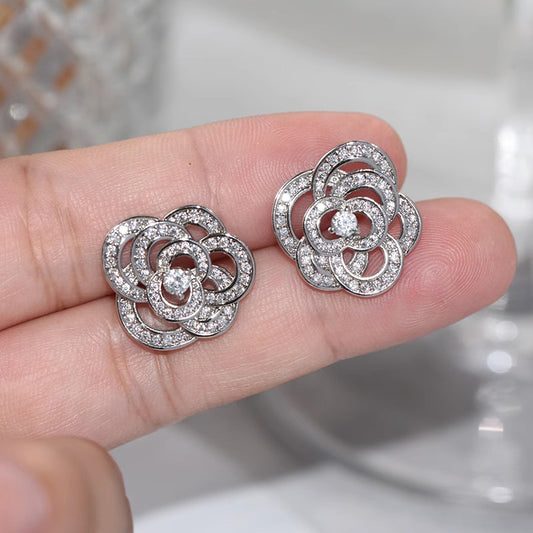 Camellia Rings Ear Studs Design Fashion Women