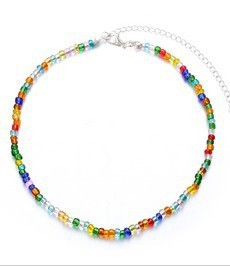 Short Necklace Handmade Wild Color Rice Bead Necklace