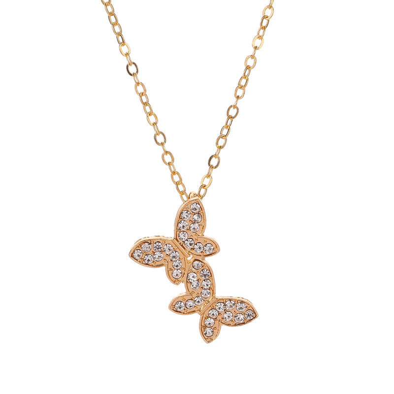 Rhinestone butterfly necklace