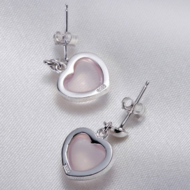 Heart-to-heart White Copper White Gold Plated Ear Rings