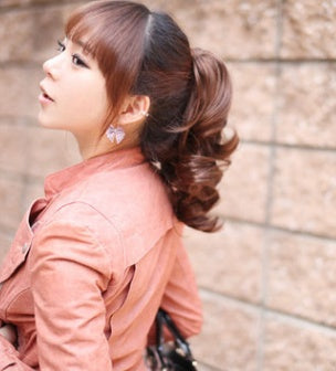 Trendy Korean style tiger ponytail curls Tied ponytail wigs