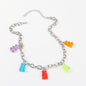 Punk Metal Bead Necklace Resin Candy Color Bear Necklace