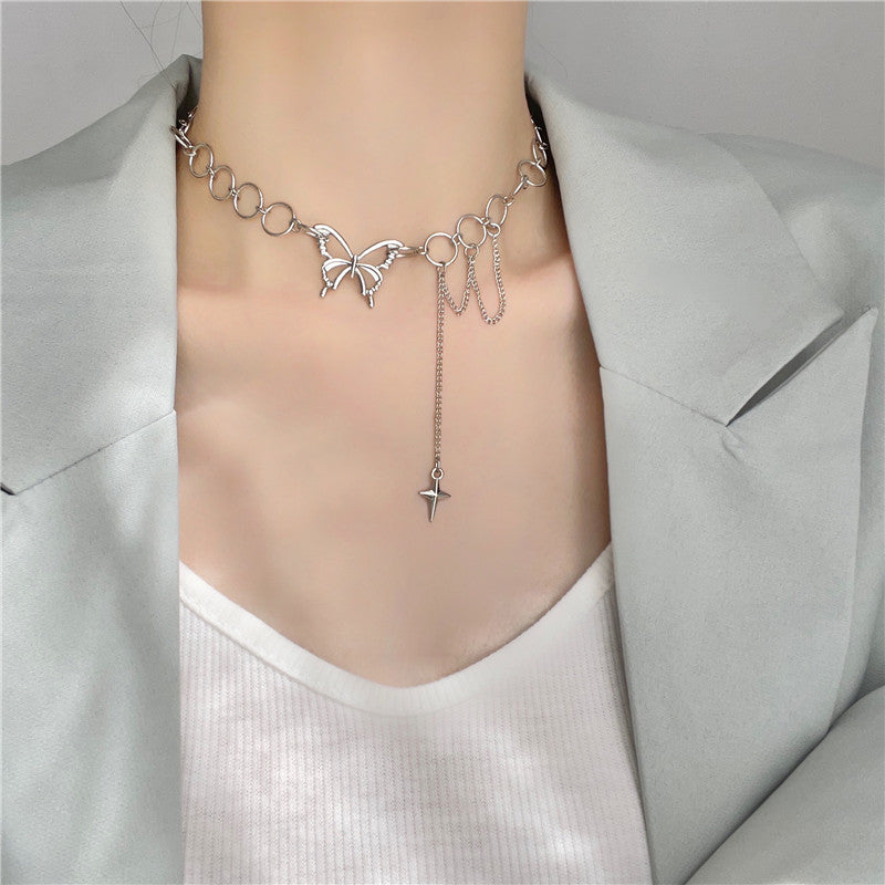 Ladies Butterfly Necklace Pendant Clavicle Chain Necklace