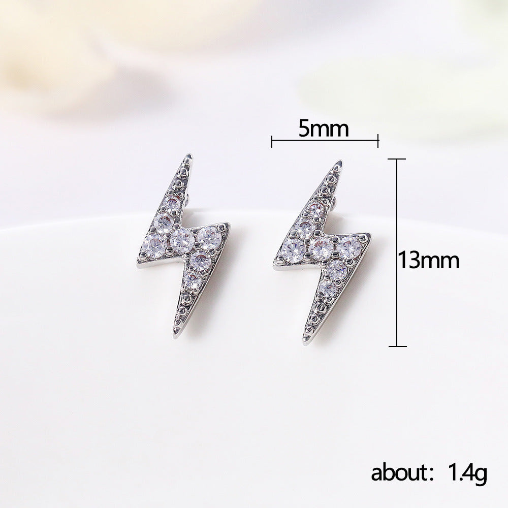 Simple Mini Lightning Zircon Stud Earrings For Women