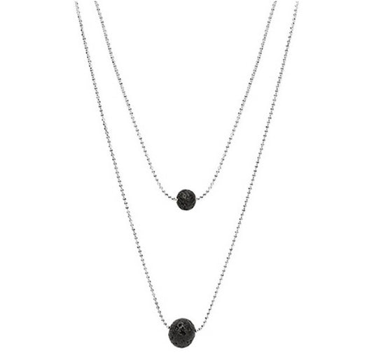 Double Lava Necklace, Black Lava Necklace