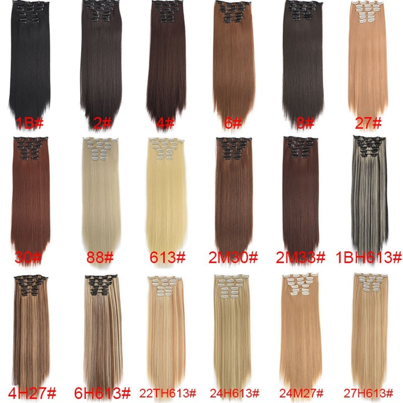 Wig Extensions 6-piece Set, Long Straight Hair