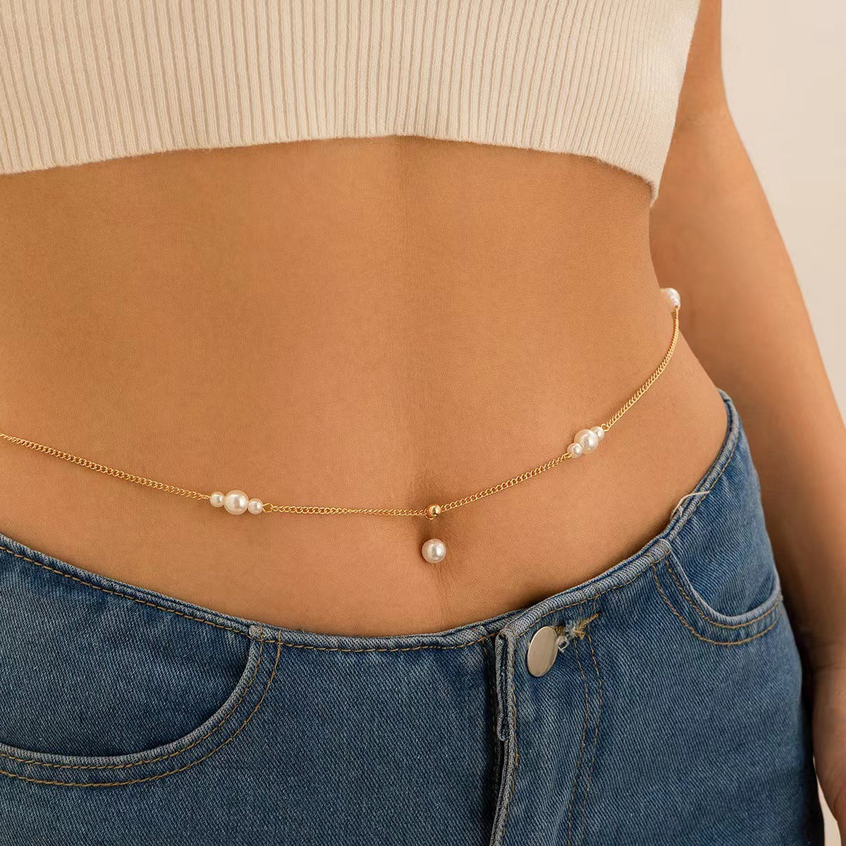 Women's Personalized Zircon Navel Stud Body Chains