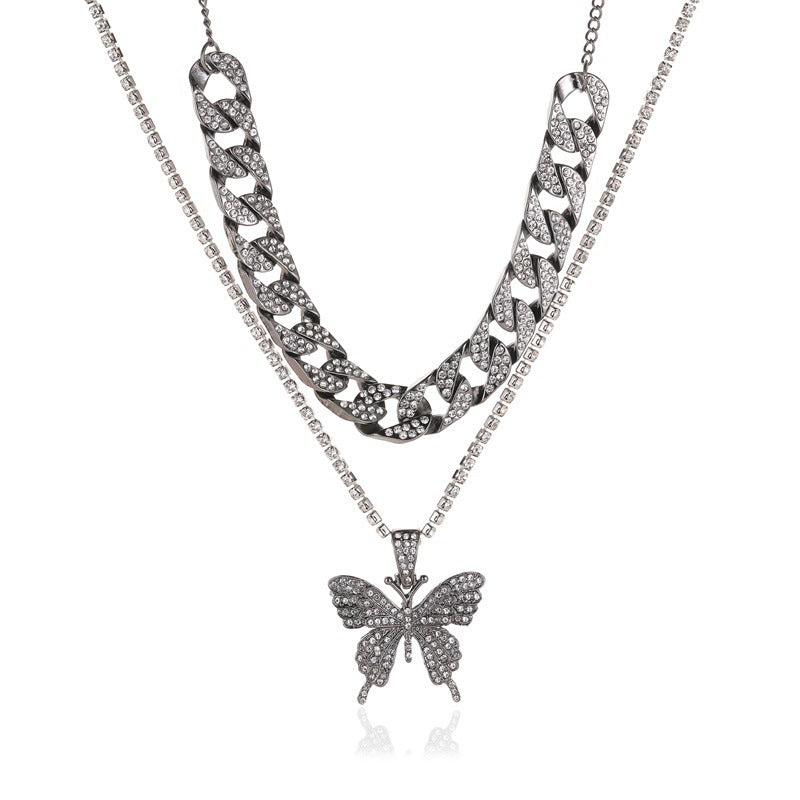 Rhinestone butterfly necklace