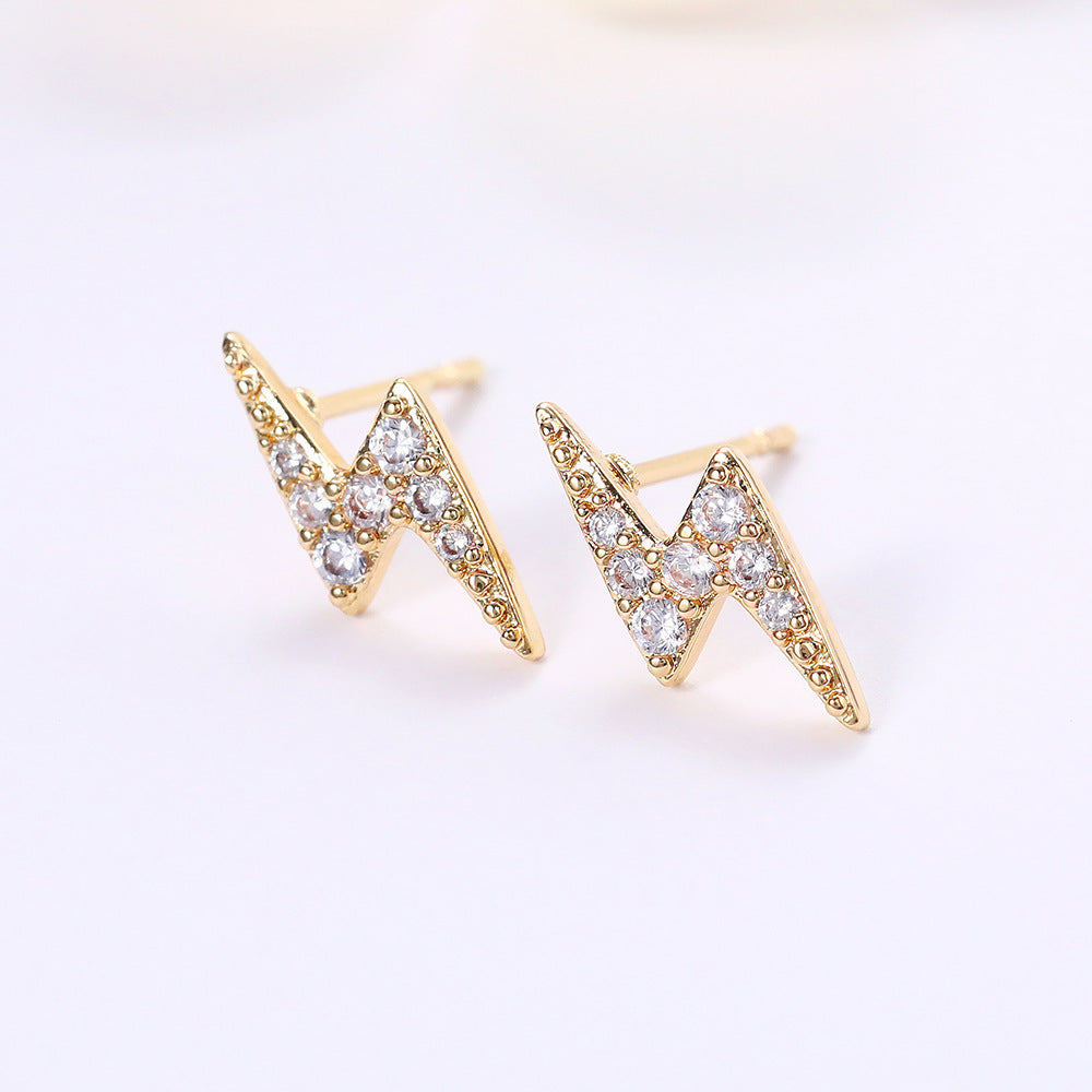 Simple Mini Lightning Zircon Stud Earrings For Women