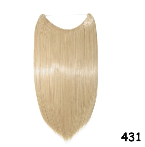 S-noilite 20 inches Invisible Wire No Clips in Hair Extensions Secret Fish Line Hairpieces Silky Straight Synthetic