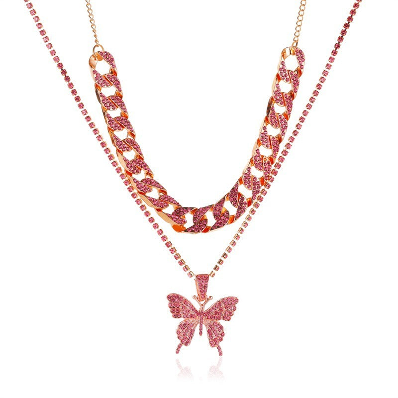 Rhinestone butterfly necklace