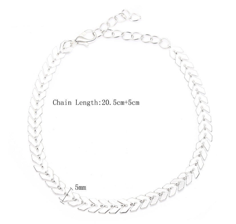 Aircraft chain fishbone anklet