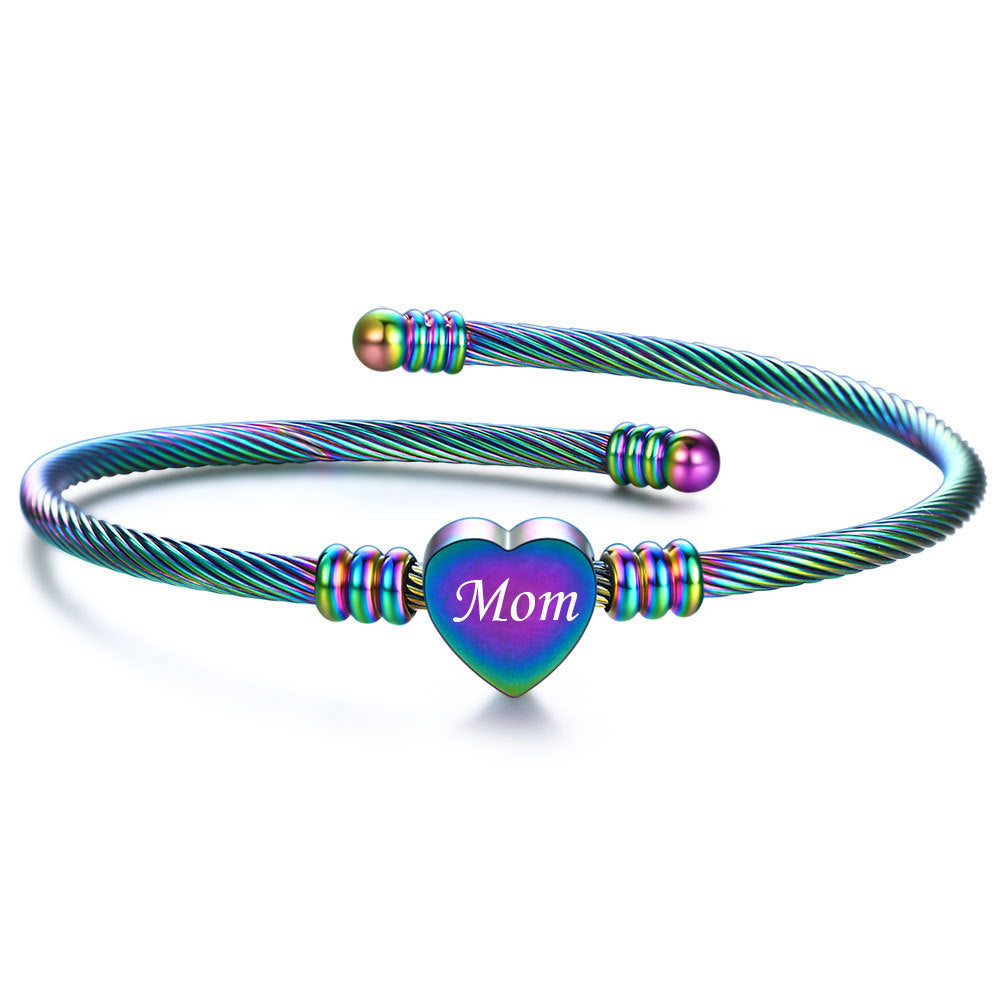 Mother's Day Mom Letter Stainless Steel Braided Bracelets