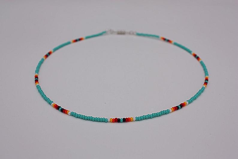 Short Necklace Handmade Wild Color Rice Bead Necklace