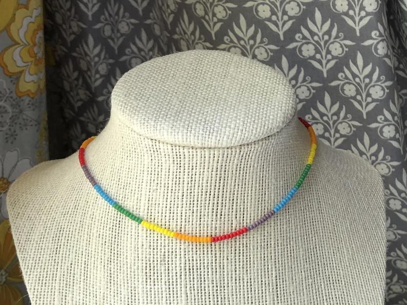 Short Necklace Handmade Wild Color Rice Bead Necklace