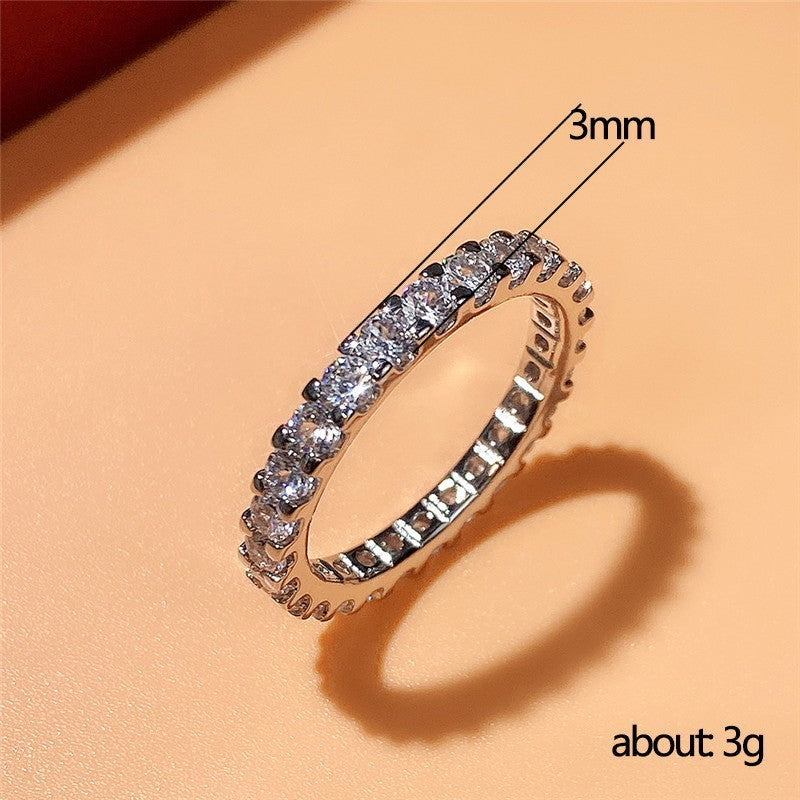 Women's Ring Fully-inlaid Full Circle Simulation Zircon