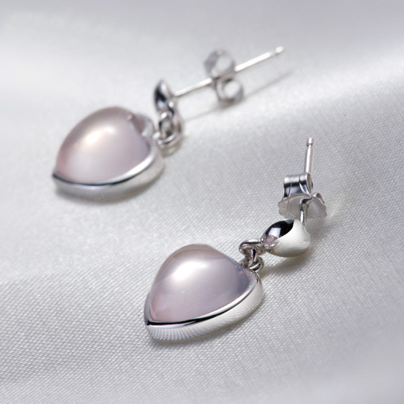 Heart-to-heart White Copper White Gold Plated Ear Rings