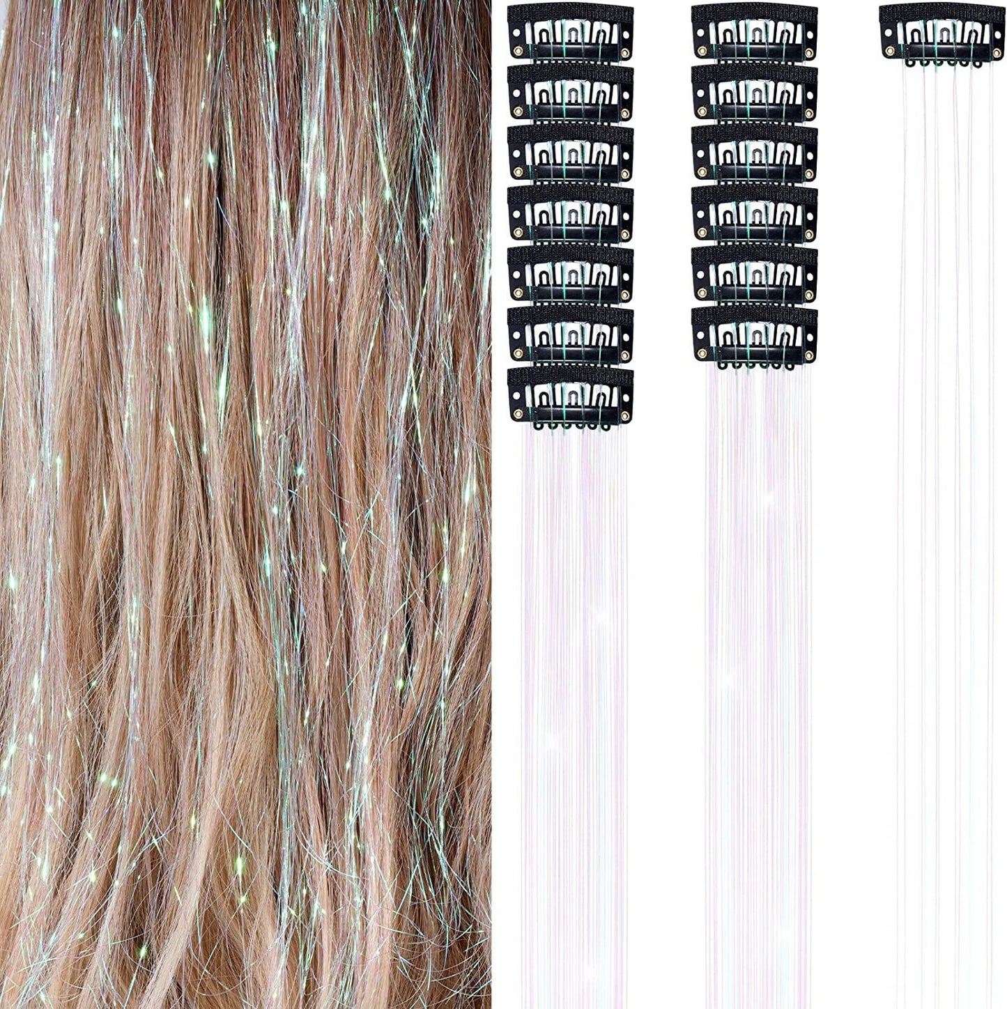 6-piece Laser Gold Wire BB Clip Single Card Wig Set