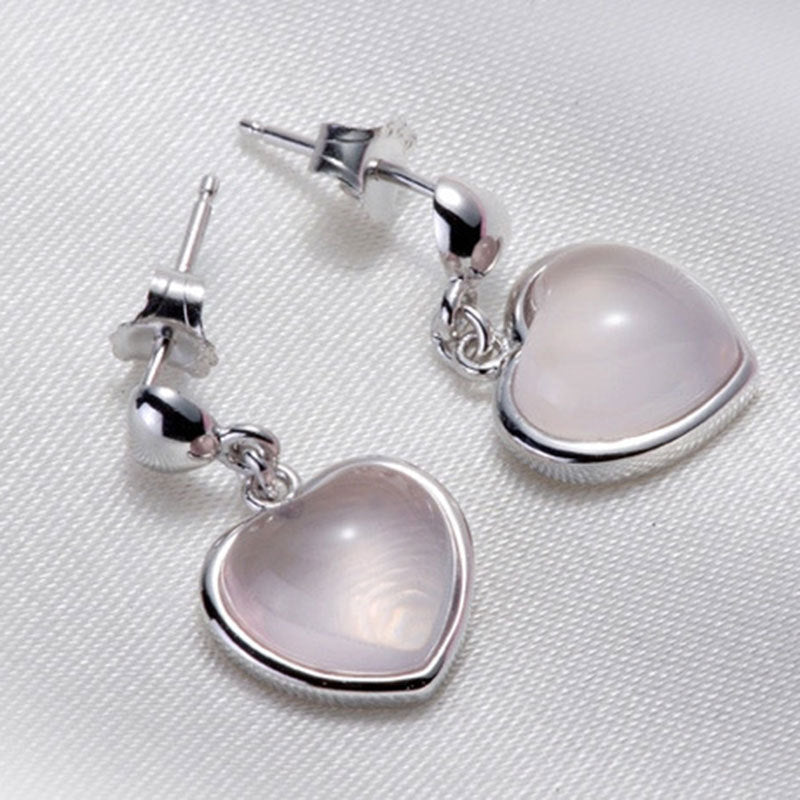 Heart-to-heart White Copper White Gold Plated Ear Rings