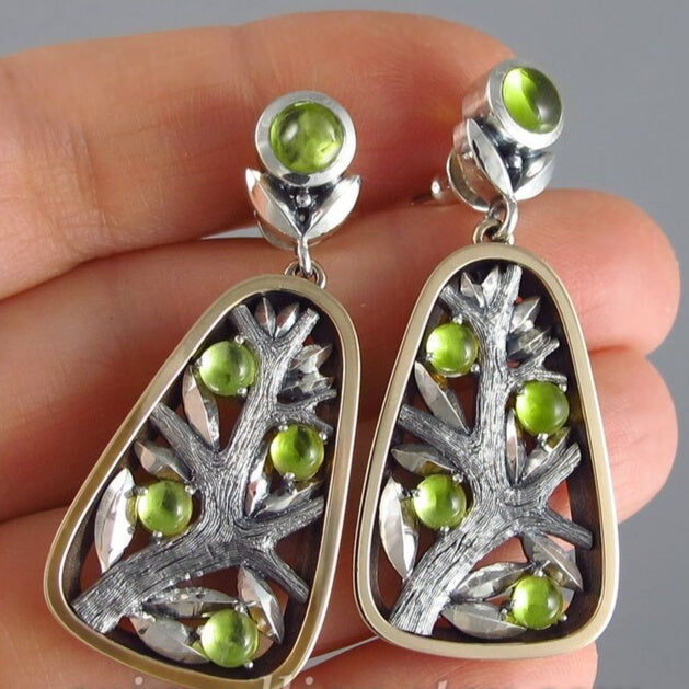 Natural Beautiful Moonstone Big Tree Shape Earrings For Women