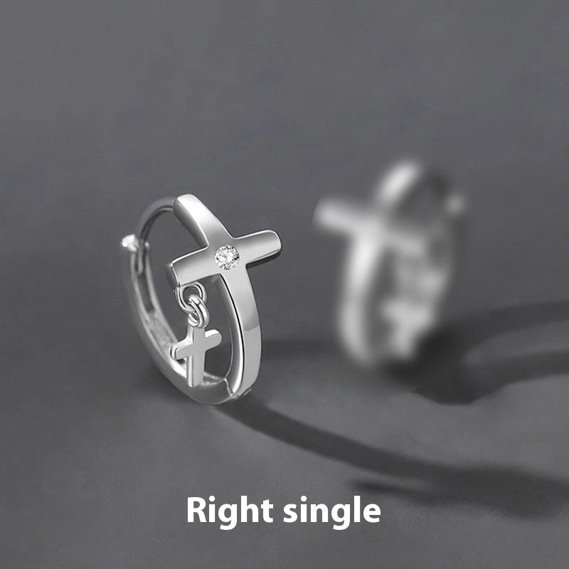 American Personality Double Cross Niche Design Men's Ear Rings