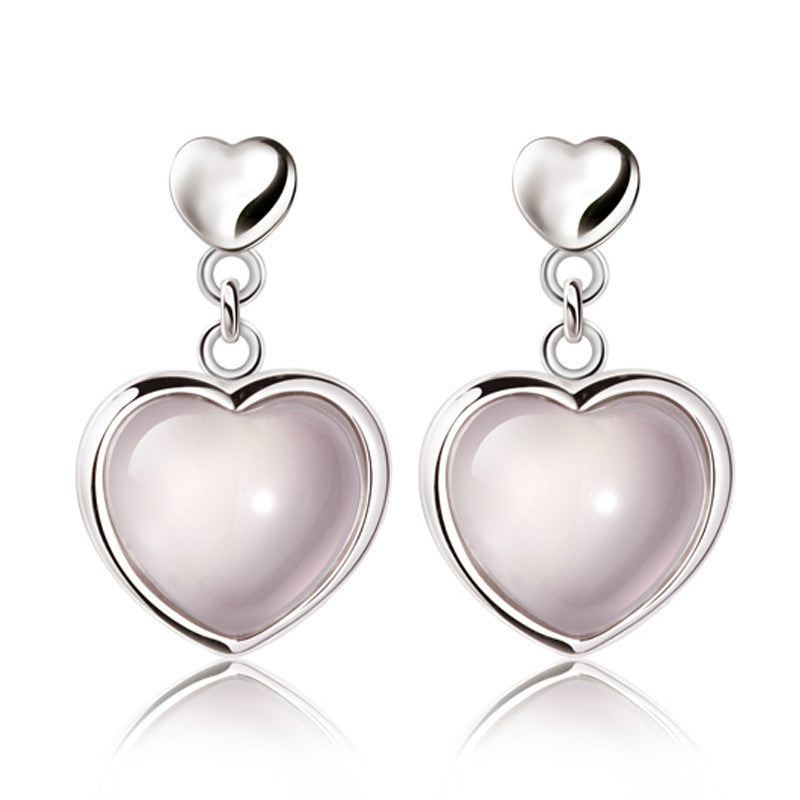 Heart-to-heart White Copper White Gold Plated Ear Rings