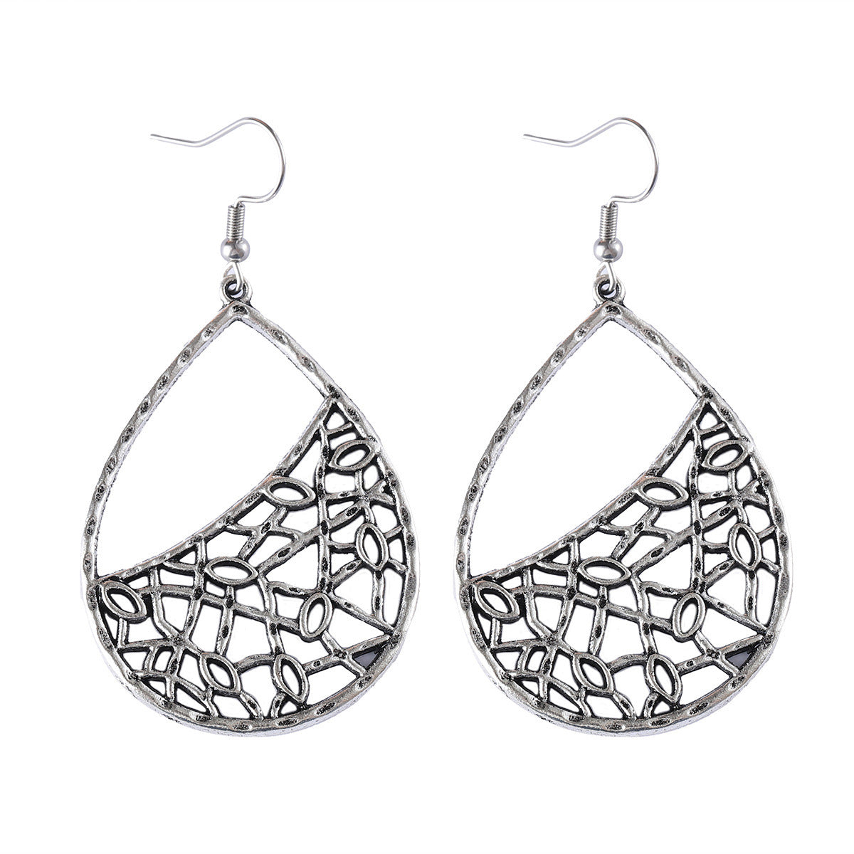 Vintage Drop-shaped Hollow Woven Wire Mesh Pendant Earrings