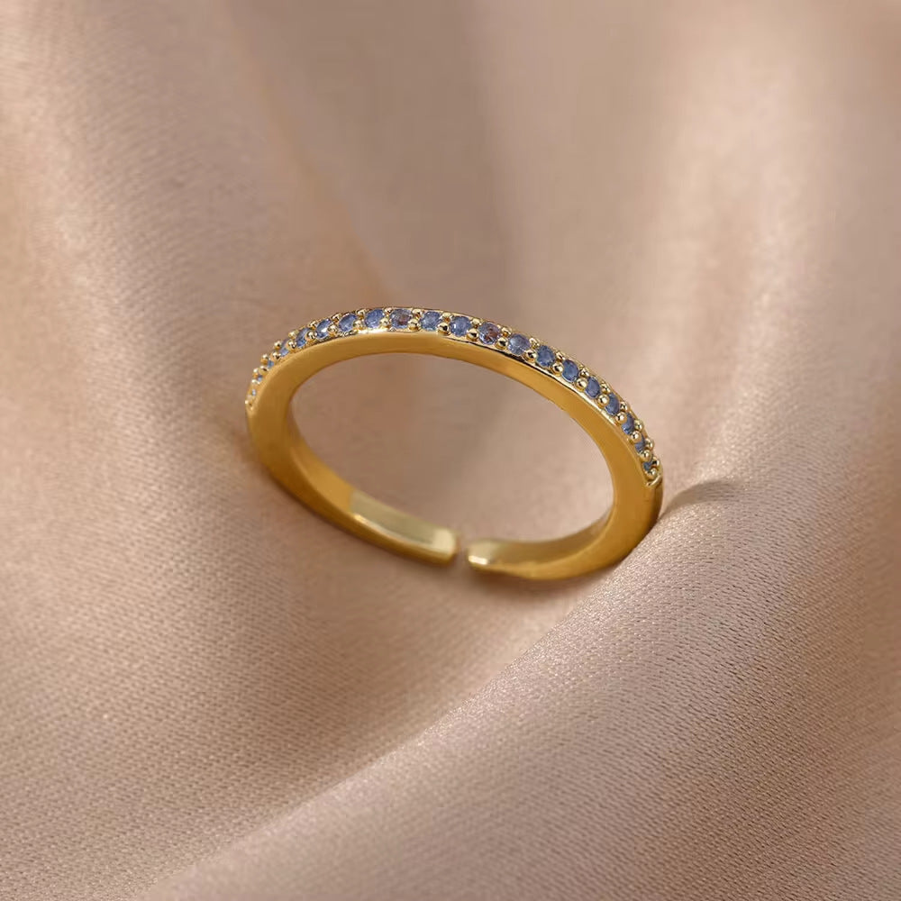 European And American Zircon Fashion Design 18K Gold-plated Ring Ornament