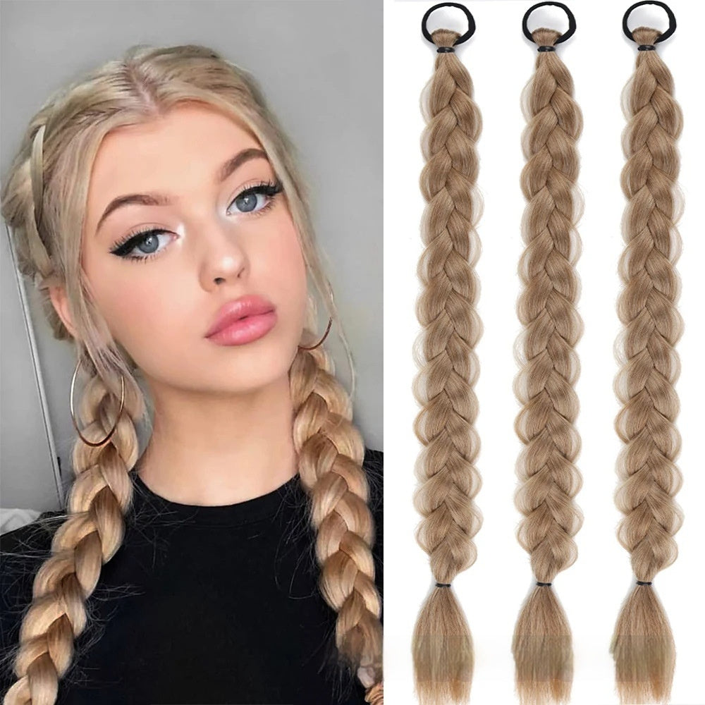 Wig Ponytail 24-inch Fishbone Plaits Headdress Twist High-temperature Fiber Hair