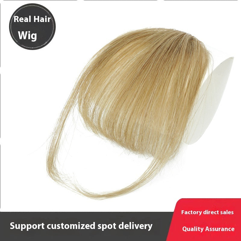 Women's Air Natural Forehead Invisible Seamless Hair-free Seam Full Real Bangs Wig Set