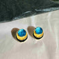 Color Painting Oil Three-layer Round Cake Stud Earrings For Women