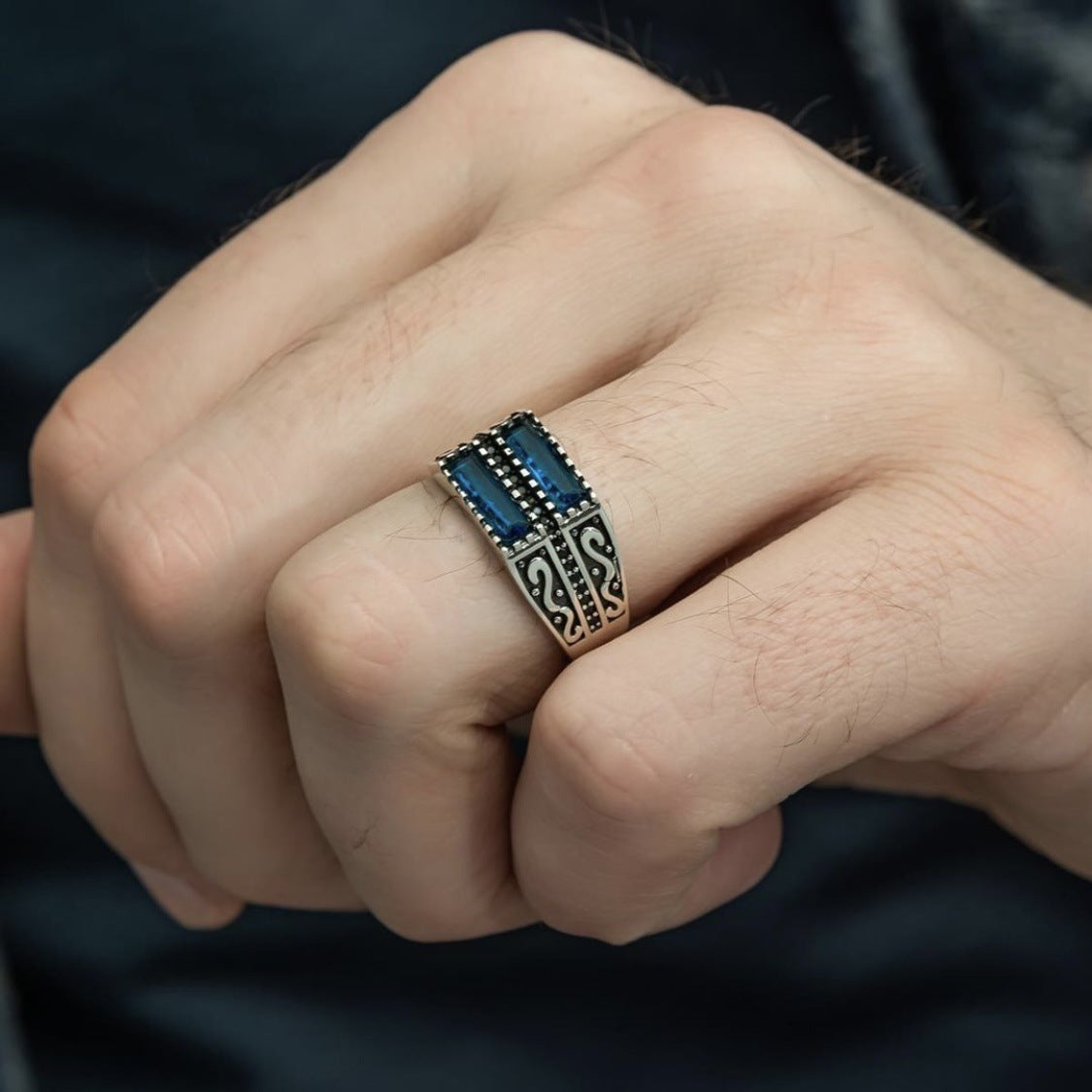 Alloy Inlaid Zircon Ring For Men