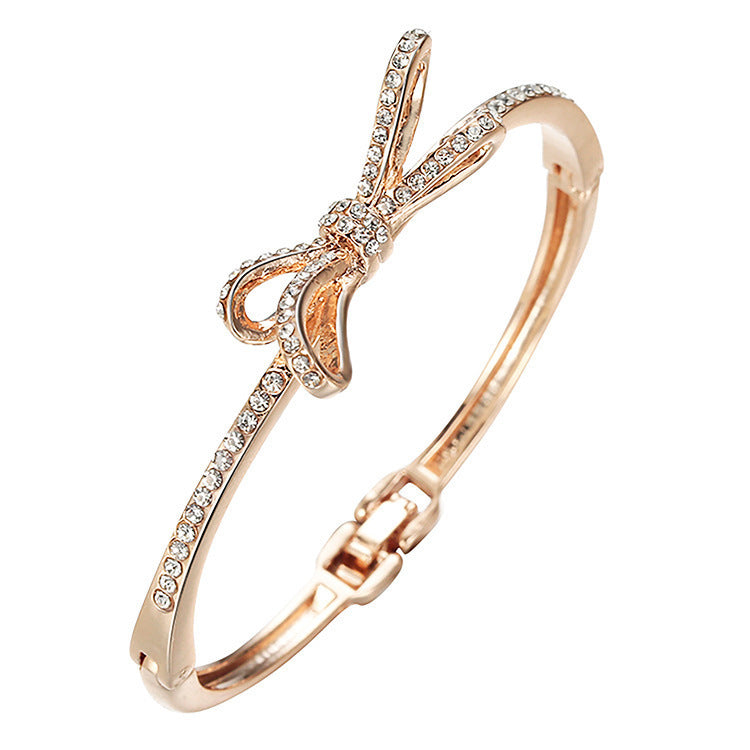 Women's Bracelets, Diamonds, Bows, Rose Gold Alloy Bracelets