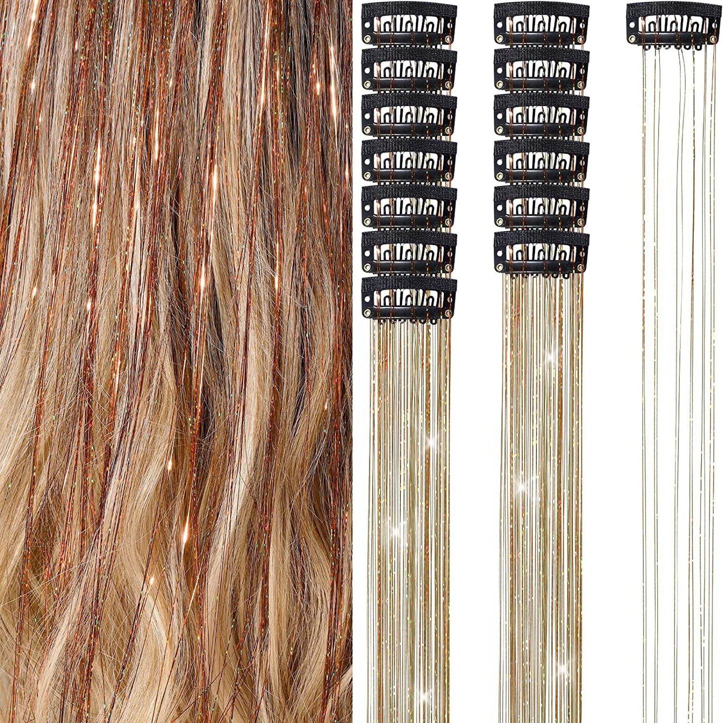 6-piece Laser Gold Wire BB Clip Single Card Wig Set