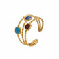 Colorful Oil Necklace Hollow Line Dot Love Heart Adjustable Ring Women