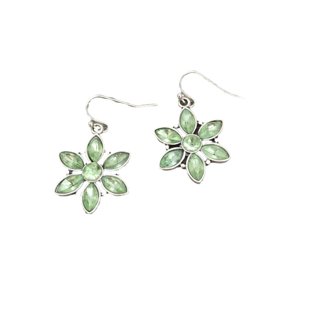 Bohemian Fengfeng Green Crystal Flower Pendant Earrings