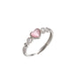 Pink Opal Love Heart-shaped Ring Women's Design Sense Niche