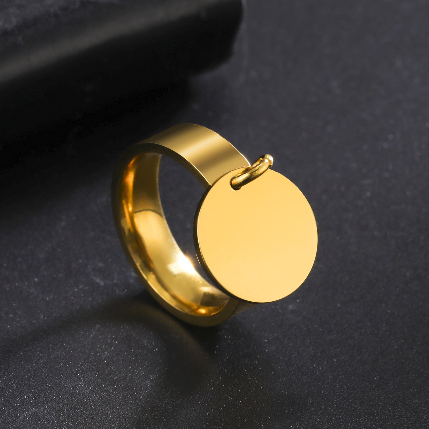 6MM Wide Hanging Wafer Fashion Simple Titanium Steel Ring