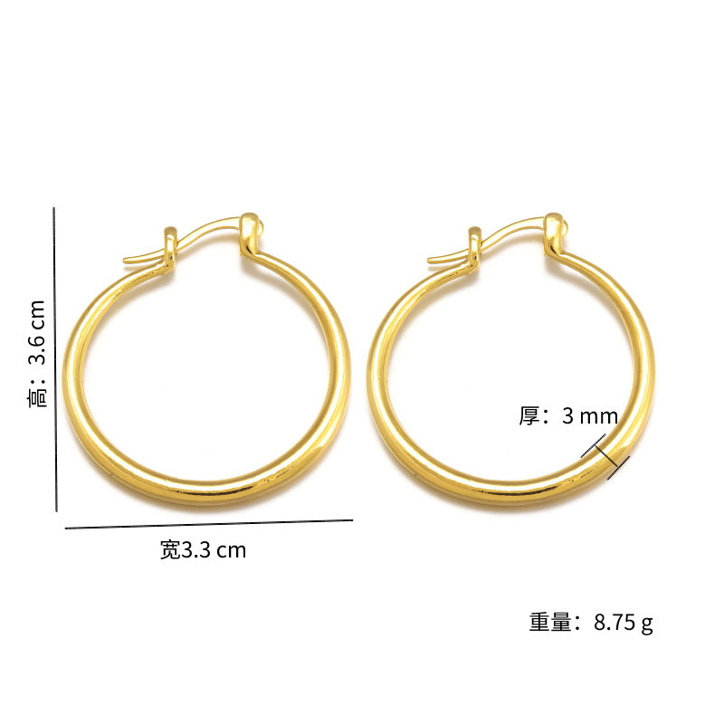 Fashion Simple 18K Gold Earrings Exquisite Glossy