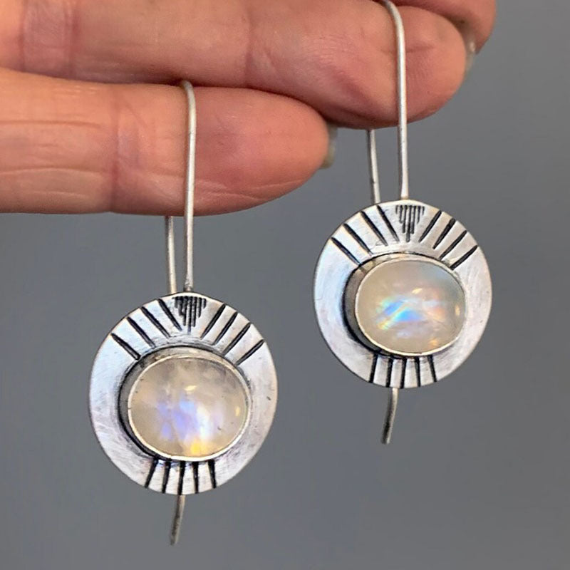 Fashion Personality Retro Moonstone Earrings Women