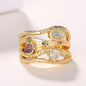 Gradient Color Geometric Multi-layer Lines March Light Color Gem Ring