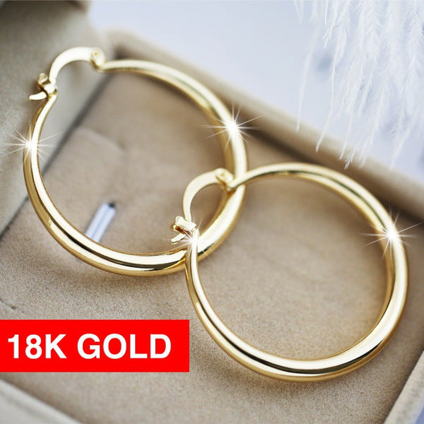 Fashion Simple 18K Gold Earrings Exquisite Glossy