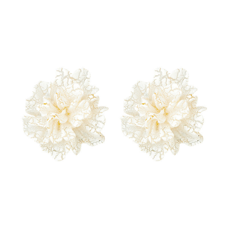 White Camellia Flower Special Interest Light Luxury Earrings