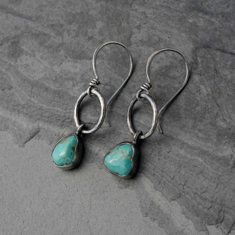 Long Minimalist Retro Turquoise Exaggerating Unique Eardrops