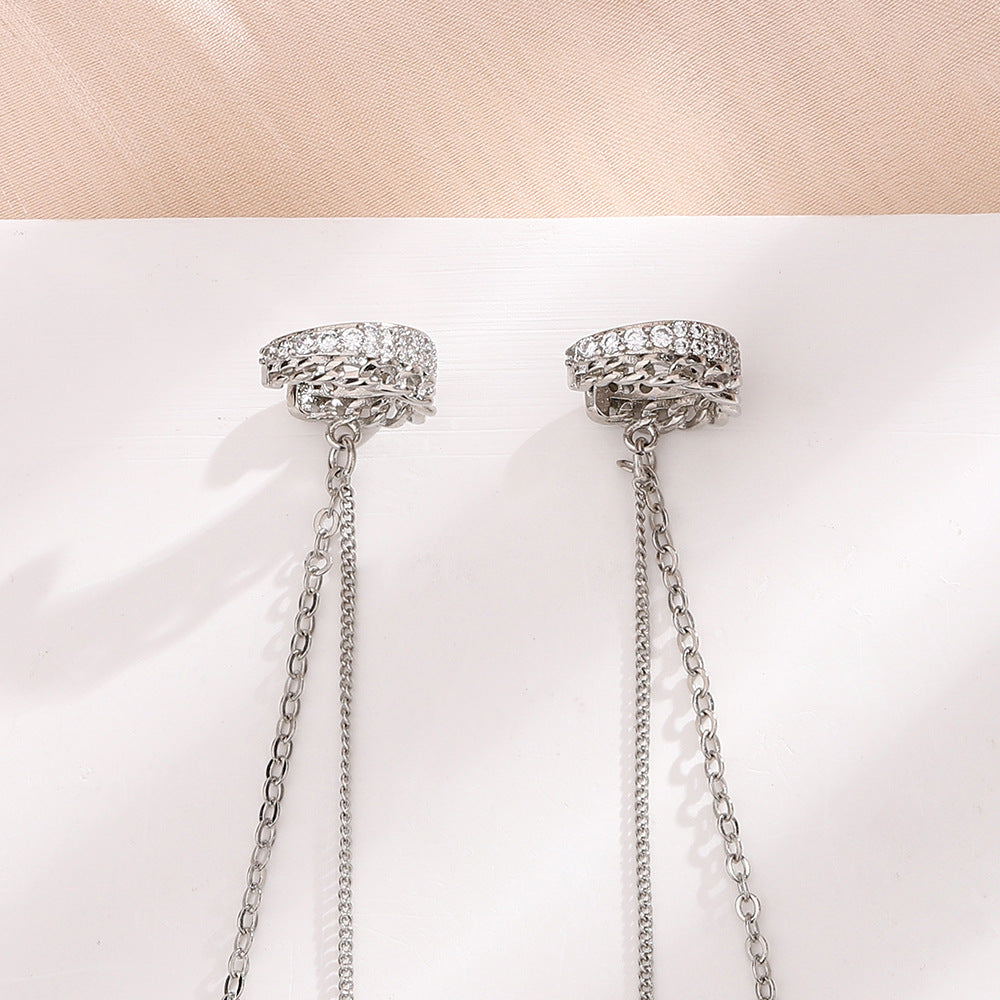 Tassel Chain Long Ear Clip Without Piercing One Style For Dual-wear