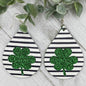 New Green Festival Water Drop Vintage Leopard Print Double-layer Plaid Earrings