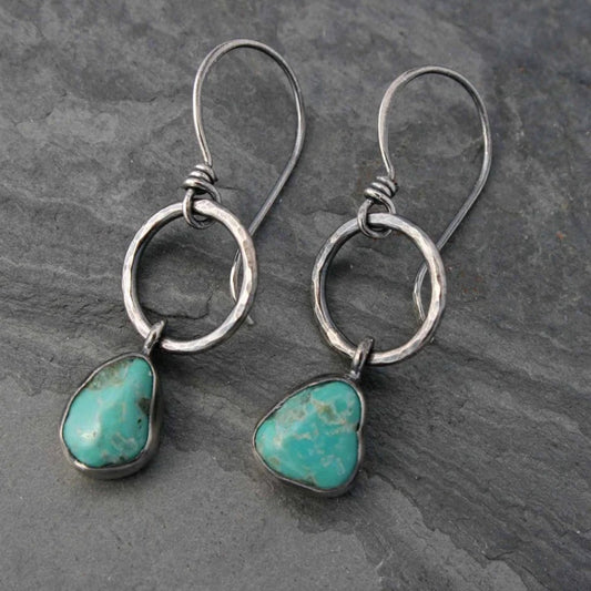 Long Minimalist Retro Turquoise Exaggerating Unique Eardrops