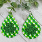 New Green Festival Water Drop Vintage Leopard Print Double-layer Plaid Earrings