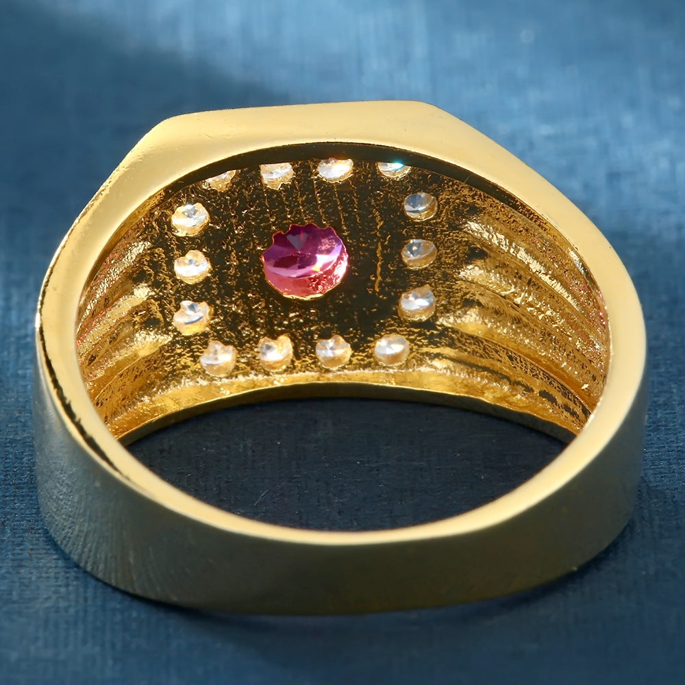 European And American Inlaid Zircon Ring