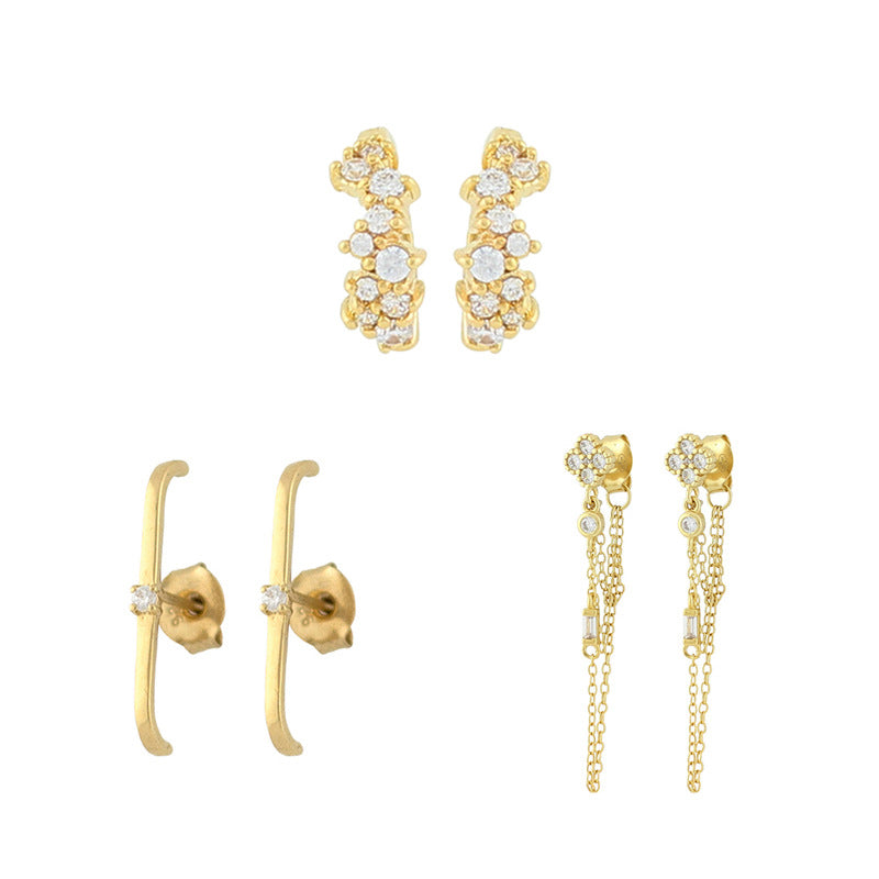 European And American Luxury Zircon Stud Earrings